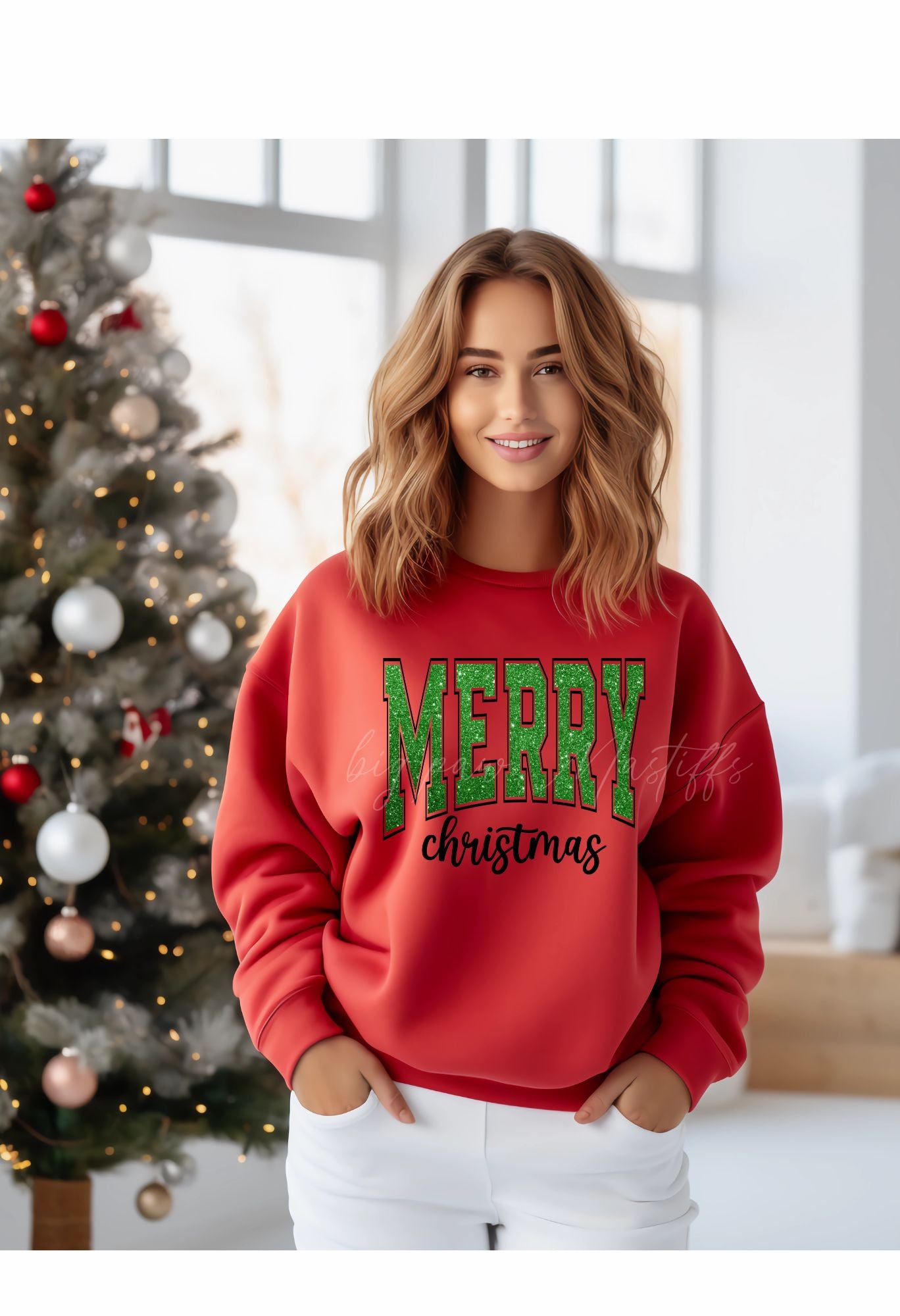 Merry Christmas Green Glitter T Shirt/Sweatshirt