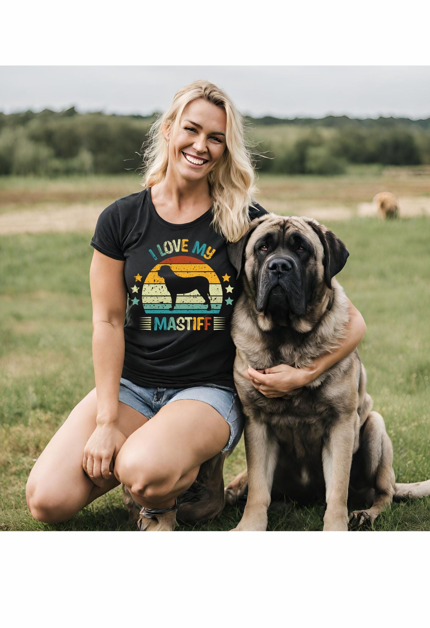 I Love My Mastiff Retro Circle T Shirt / Sweatshirt