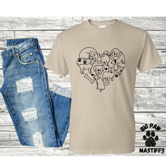 Dogs heart T-Shirt (Sand)